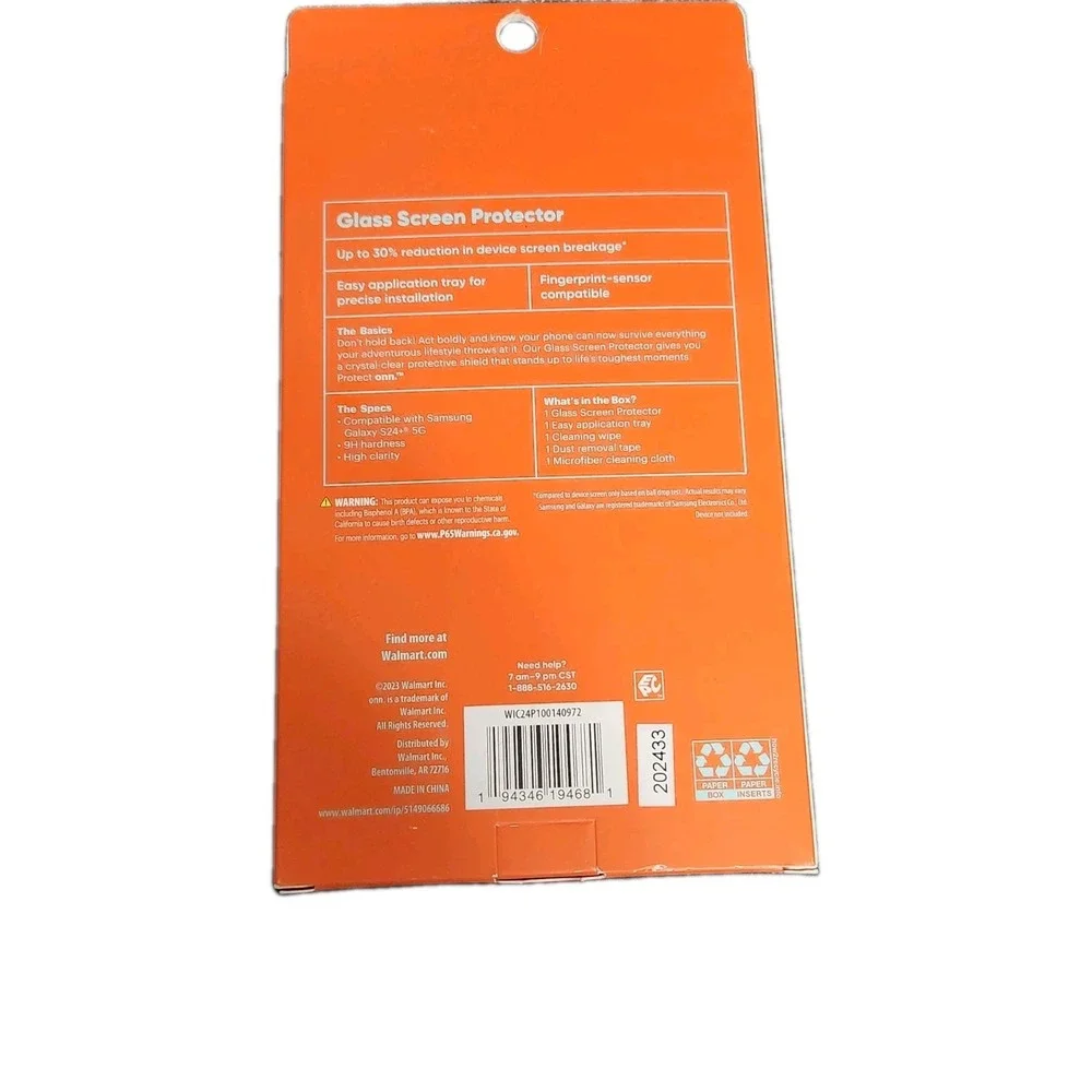 Onn Protect Glass Screen Protector for Samsung Galaxy S24+ 5G